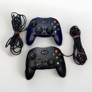 Lot x2 Gamestop Wired Controller Original XBOX BB-136 Dark Blue / Black Read*